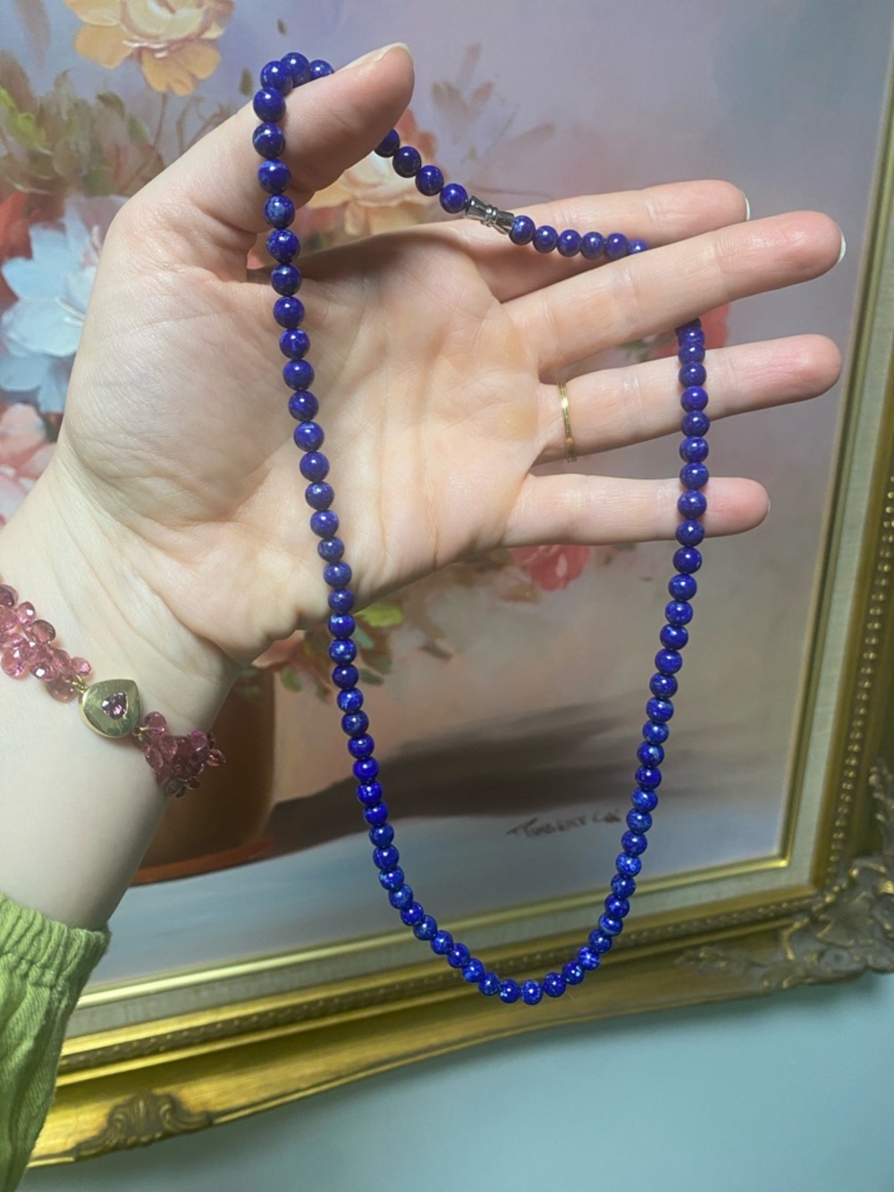 Authentic vintage lapis lazuli Blue Beaded Necklace - Elegant Women's Jewelry
